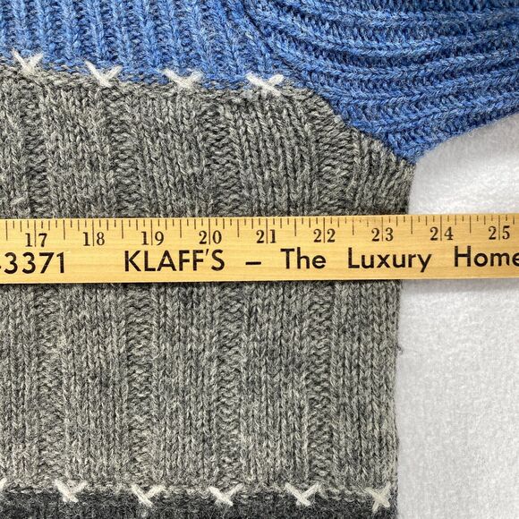 NEWTON TRADING CO. Sweater Womens XL Wool Shetland Colorblock Jumper Blue Gray - Picture 11 of 13